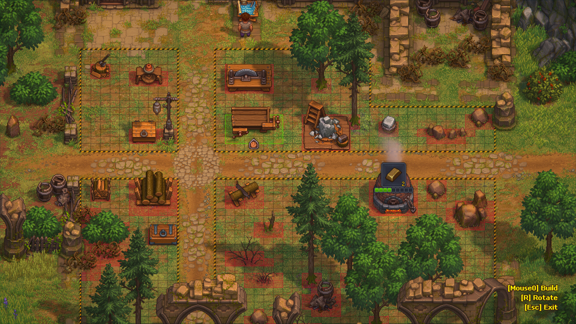 A workyard full of production stations and a furnace in Graveyard Keeper 2 — official Steam store screenshot